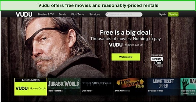 Screenshot of Vudu's home page and dashboard