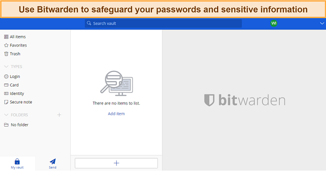 Screenshot of Bitwarden Review: Using Bitwarden Windows App.