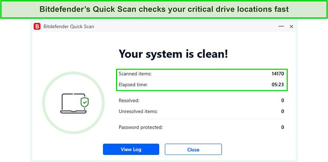 Screenshot of Bitdefender's Quick Scan results