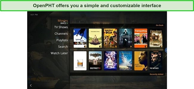 Screenshot of OpenPHT app for Plex