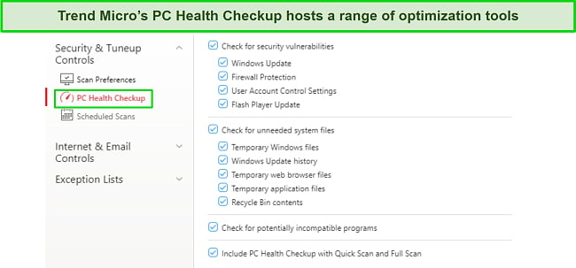 Screenshot of Trend Micro PC Health Checker dashboard