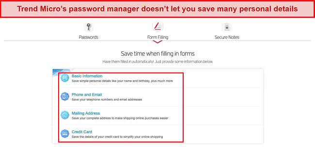Screenshot of Trend Micro password manager's 