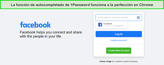 Captura de pantalla de la función de autocompletar de 1Password.