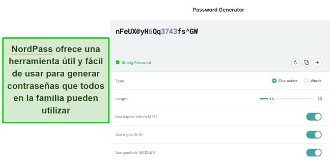 Máscara de los mejores gestores de contraseñas familiares: NordPass y generador de contraseñas