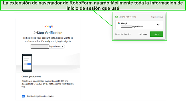 Captura de pantalla de la función de guardado automático de RoboForm.