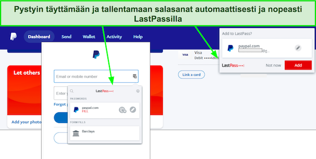 Kuvakaappaus LastPassin automaattisen täytön ominaisuudesta