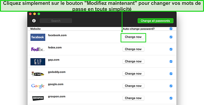 Capture d'écran du changeur de mot de passe en un clic de Dashlane.