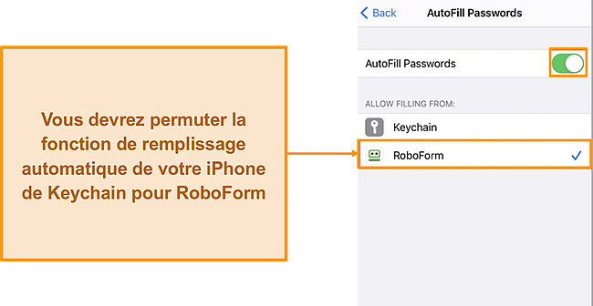 Capture d'écran des fonctions de remplissage automatique de RoboForm.