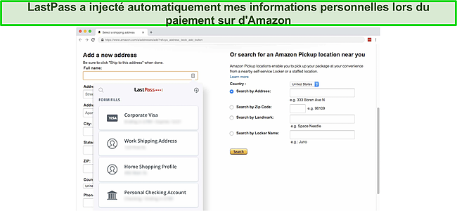 Capture d'écran de J'ai été très impressionné par la fonction de remplissage automatique de LastPass.