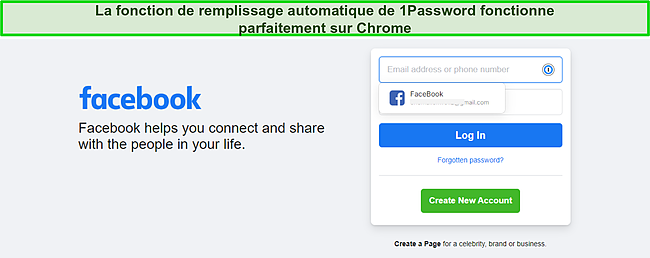 Capture d'écran de la fonctionnalité de remplissage automatique de 1Password.