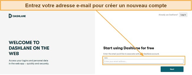 Un champ de saisie invitant l'utilisateur à entrer son adresse e-mail pour créer un nouveau compte