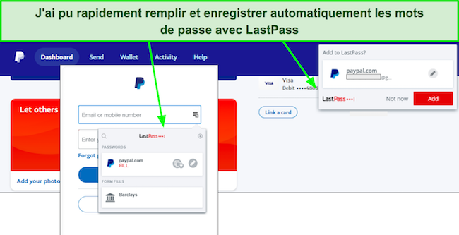 Capture d'écran de la fonction de remplissage automatique de LastPass