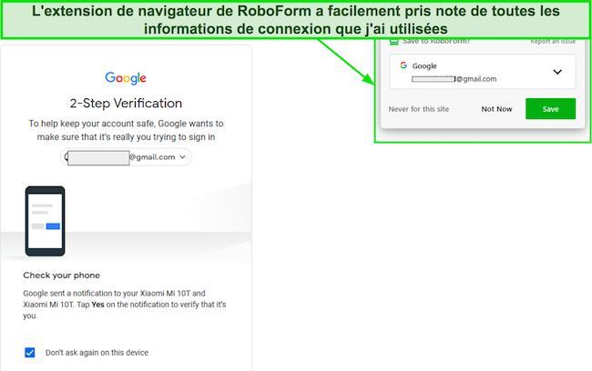 Capture d'écran de la fonction d'enregistrement automatique de RoboForm