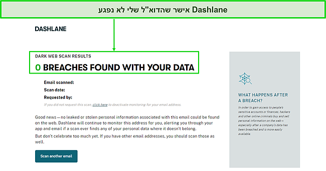 צילום מסך של דוח הפרת הנתונים של דשלאן.