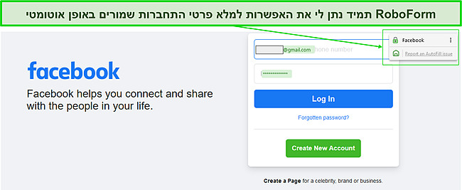 תכונת המילוי האוטומטי של RoboForm בעבודה.