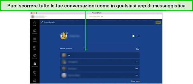 Screenshot della dashboard di KeeperChat.