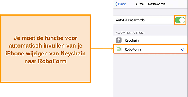 Screenshot van RoboForm auto-fill functies.