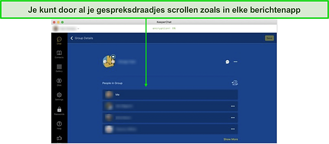 Screenshot van het KeeperChat-dashboard.