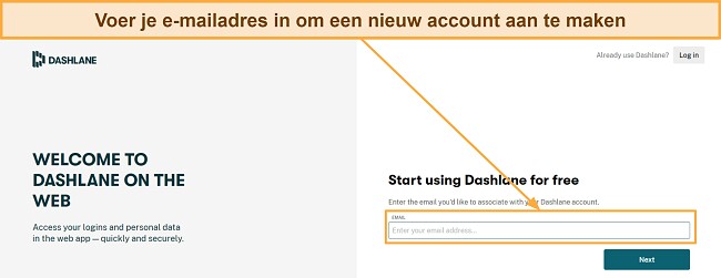 Voer je e-mailadres in om een nieuw account aan te maken