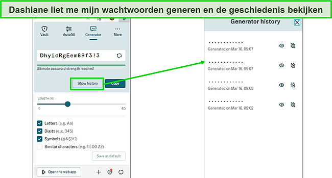 Screenshot van de Dashlane-wachtwoordgenerator.