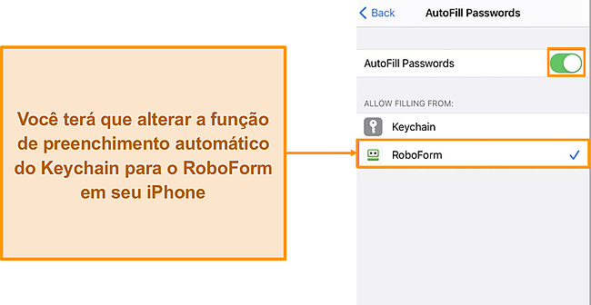 Captura de tela das funções de preenchimento automático do RoboForm.