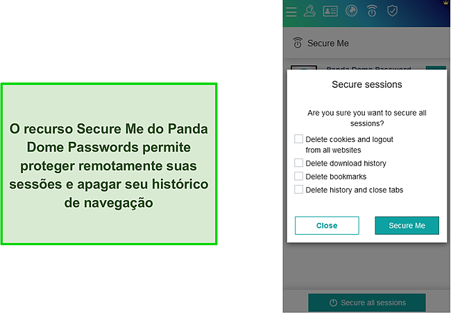 Recurso Secure Me do Panda Dome Passwords.