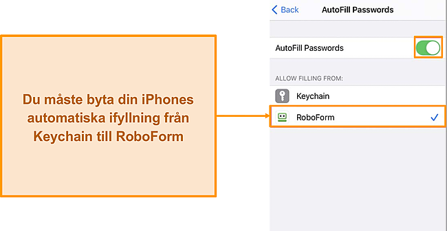 Skärmdump av RoboForms autofyllfunktioner.