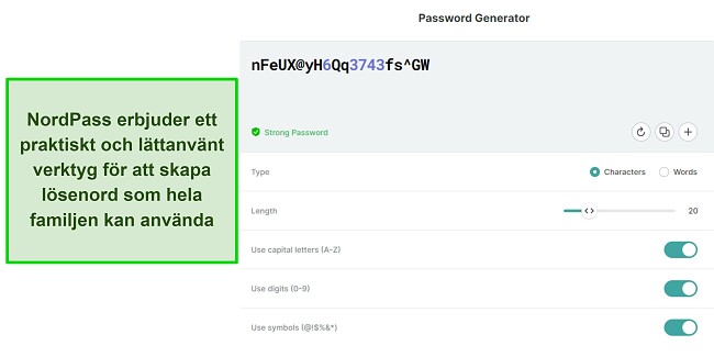 Bästa familjelösenordshanterare - NordPass lösenordsgenerator'