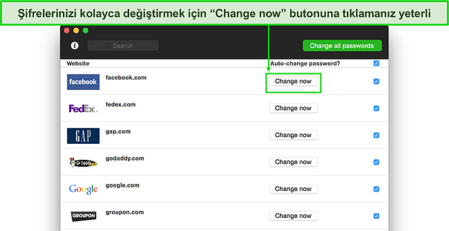 Dashlane'in tek tıkla şifre değiştiricisinin ekran görüntüsü.