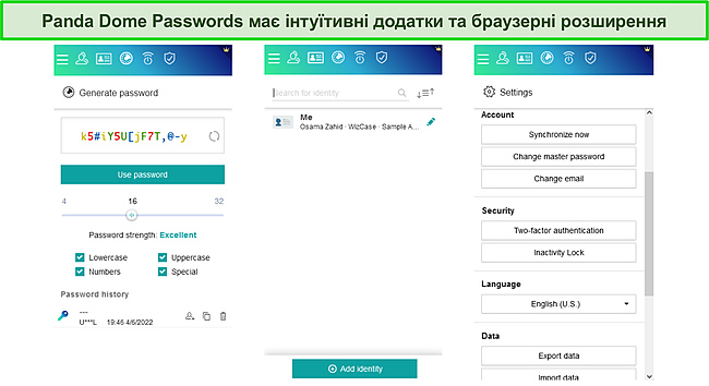 Інтуїтивно зрозумілі програми та розширення Panda Dome Passwords.