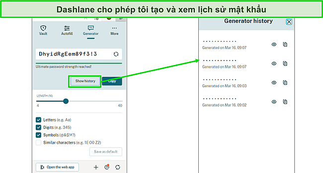 Ảnh chụp màn hình của trình tạo mật khẩu Dashlane.