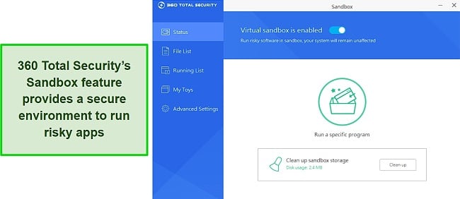 360 Total Securitys Sandbox feature