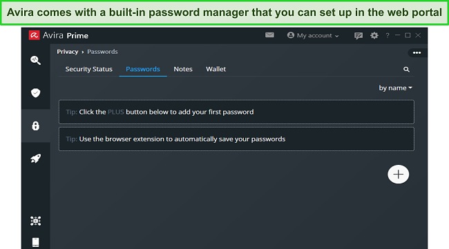 Avira's built-in password manager