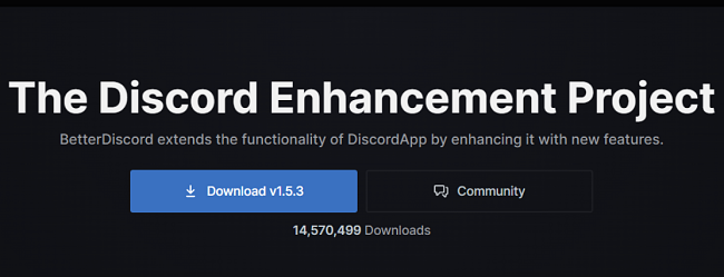 Schermata del pulsante di download di BetterDiscord