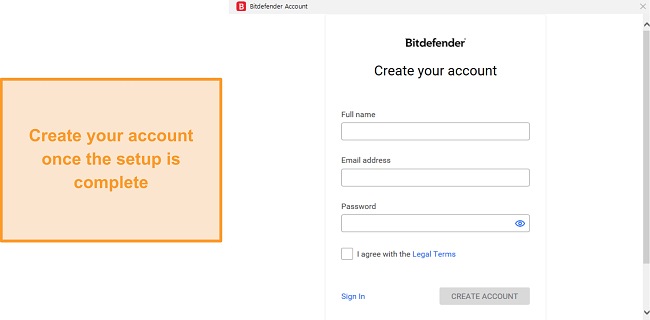 Creating a Bitdefender account