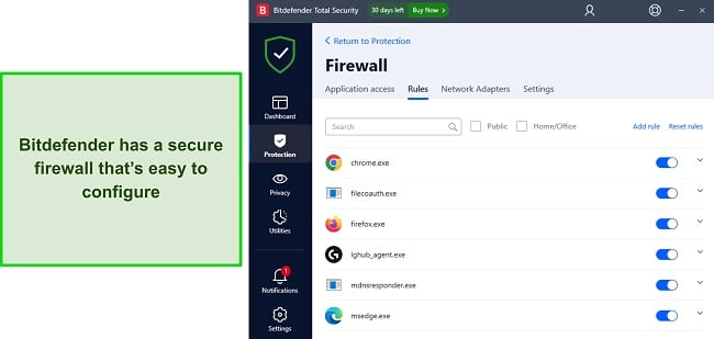 Configuring the Bitdefender firewall