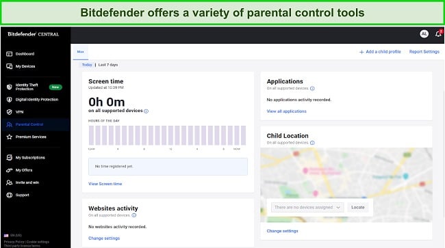 Bitdefender’s parental control suite has various tools to protect your children