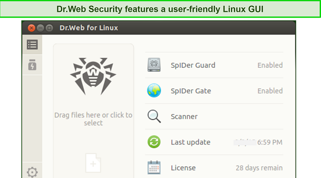 Screenshot of Dr.Web for Linux interface