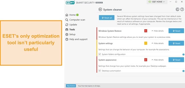 Using ESET's System cleaner tool