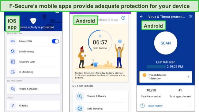 Screenshot of F-Secure Android and iOS app