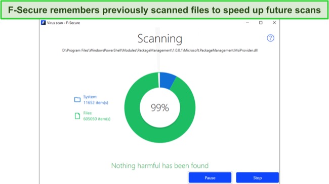 Screenshot of F-Secure virus scanner