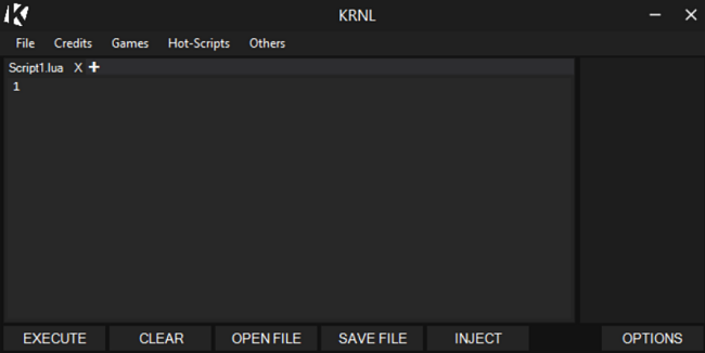 Krnl ユーザー インターフェイスのスクリーンショット