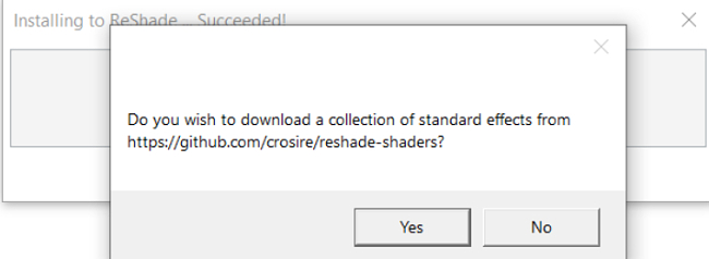 Capture d'écran de confirmation de téléchargement de ReShade