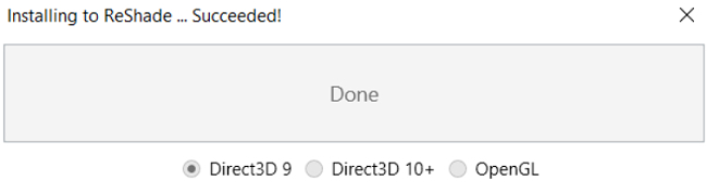 Скриншот установки ReShade