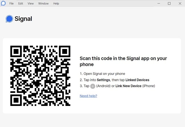 Signal scan QR screenshot