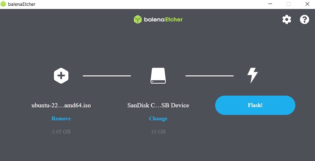 Ảnh chụp màn hình Ubuntu balenaEtcher