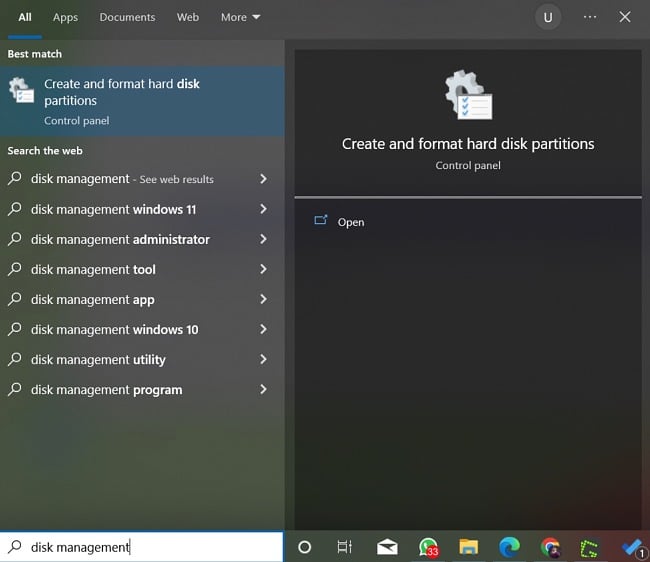 אובונטו עם Windows ליצור ולעצב מחיצות דיסק קשיח צילום מסך