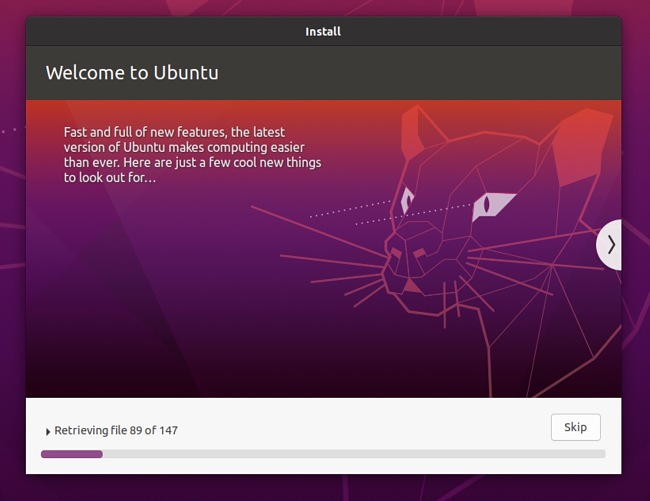 Скріншот сторінки привітання Ubuntu