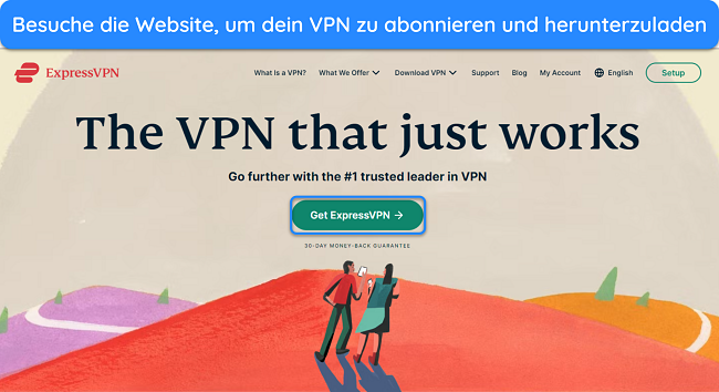 Bild der Website von ExpressVPN mit Hervorhebung der Schaltfl&auml;che &bdquo;Abonnieren&ldquo;.