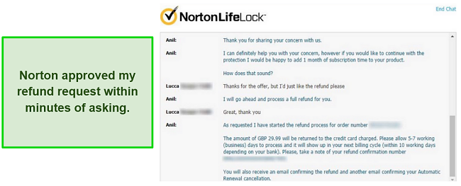 Requesting a refund from Norton under the 60-day money-back guarantee